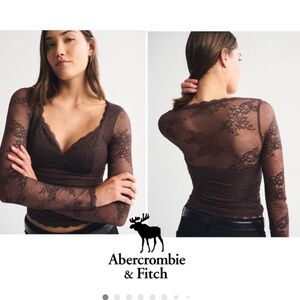 XL Bra-free lace top Abercrombie - Chocolate Brown